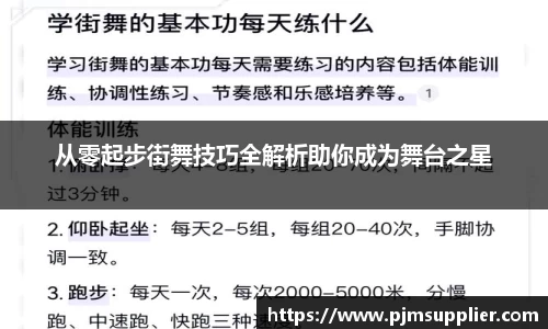 从零起步街舞技巧全解析助你成为舞台之星